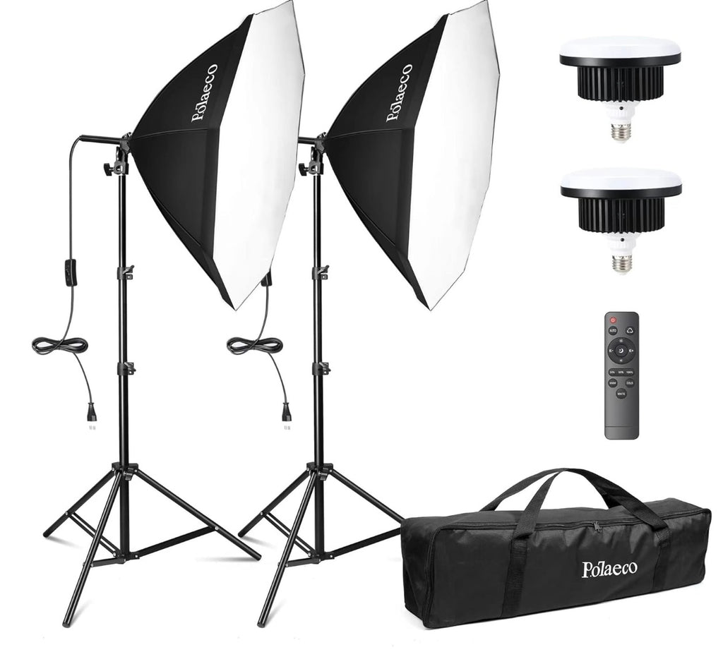 Kit de iluminação de estúdio de fotografia de 2 Softbox octogonal bicolor 3000~6500K com lâmpada LED 150W