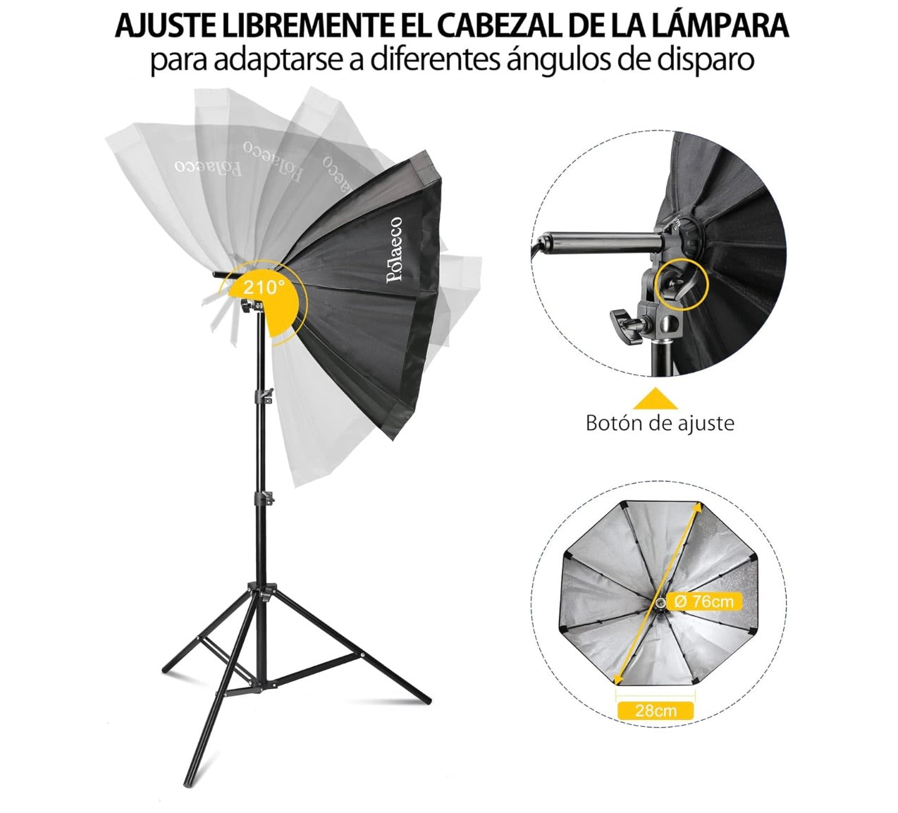 Kit de iluminação de estúdio de fotografia de 2 Softbox octogonal bicolor 3000~6500K com lâmpada LED 150W